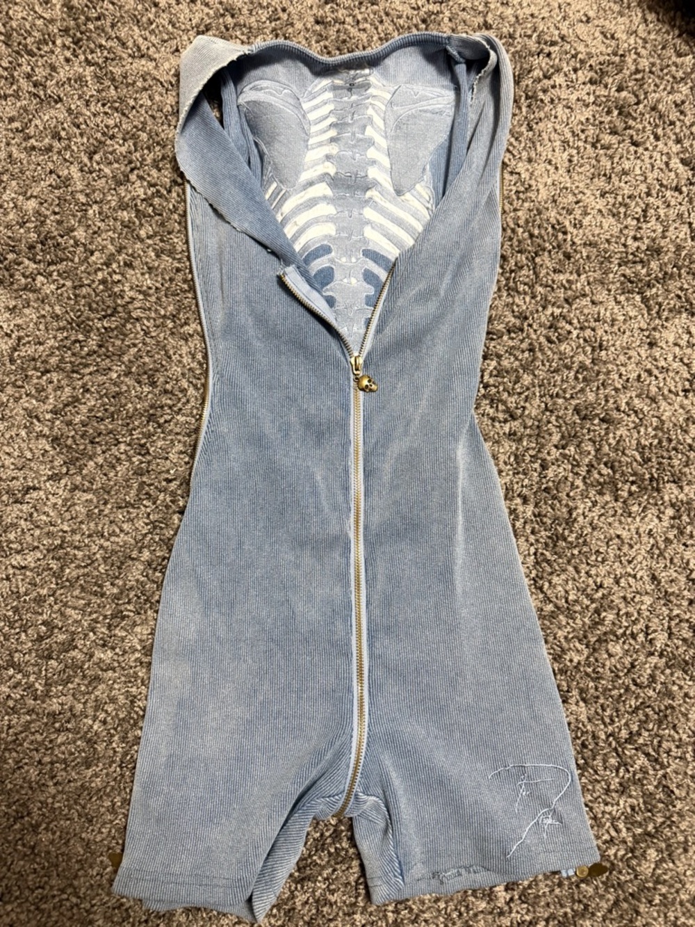 Tordrobes Skull Print Blue Zip-Front Romper